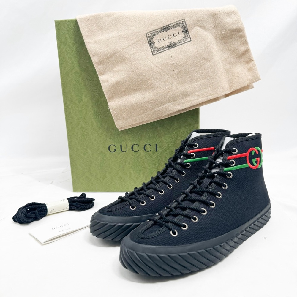Gucci Interlocking G Logo Canvas High Top Sneakers